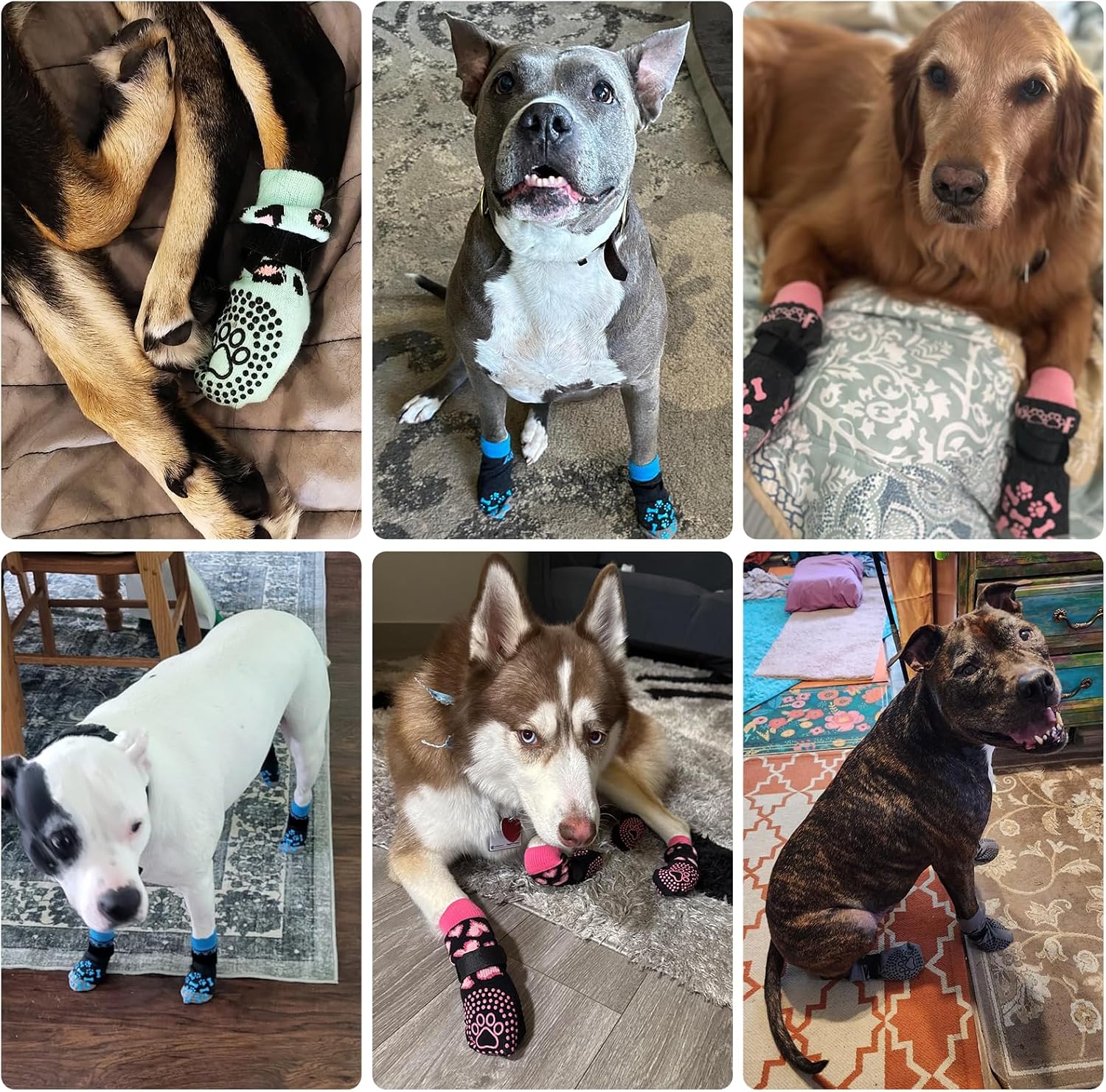 Dog Socks Shoes for Hot Pavement to Prevent Licking Paws, Winter Dog Boots&Paw Protector for Hardwood Floors Anti Slip,Traction Control Grip Booties for Small Medium Large Senior Dogs,Pink SM