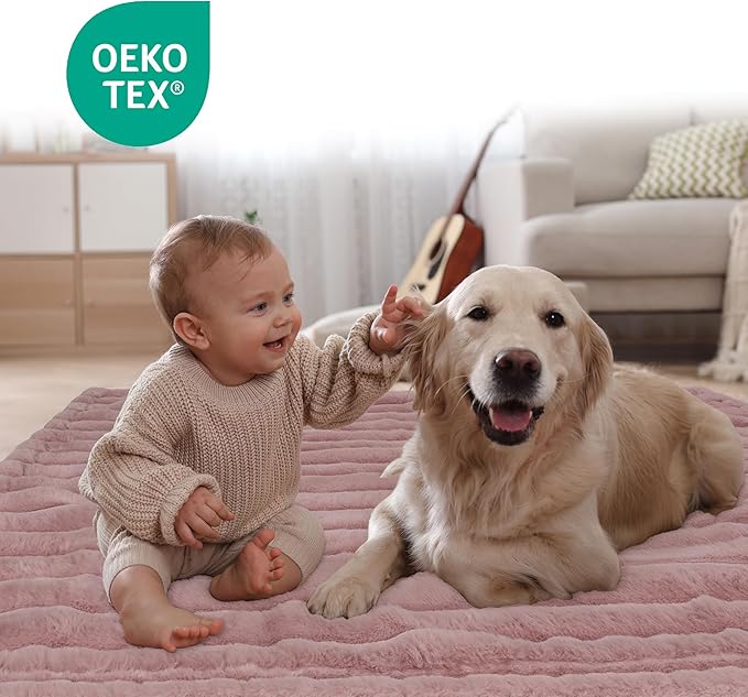 Waterproof Dog Blanket for Bed, Luxury Plush Washable Large Dogs Blankets for Furniture Protection, Super Soft Calming Pet Blanket for Indoors (Pink, 60"x80")