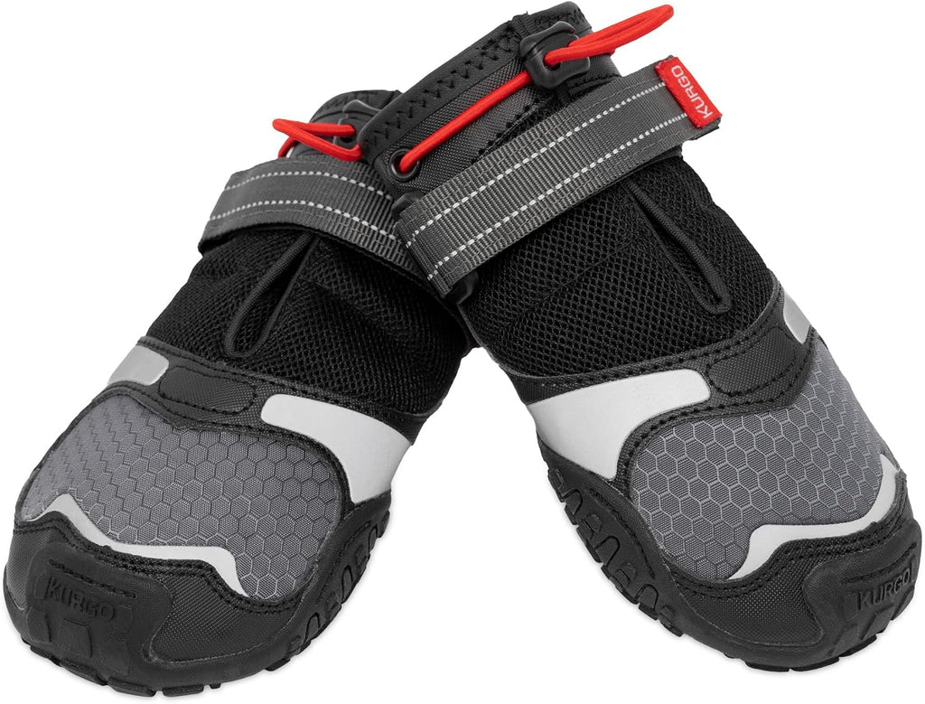 Kurgo Blaze Cross Dog Shoes, Chili Red/Black, Small, 2 Pack | All Season Paw Protectors, Lightweight & Breathable, Water-Resistant, Reflective Accents, No-Slip, Includes 2 Shoes