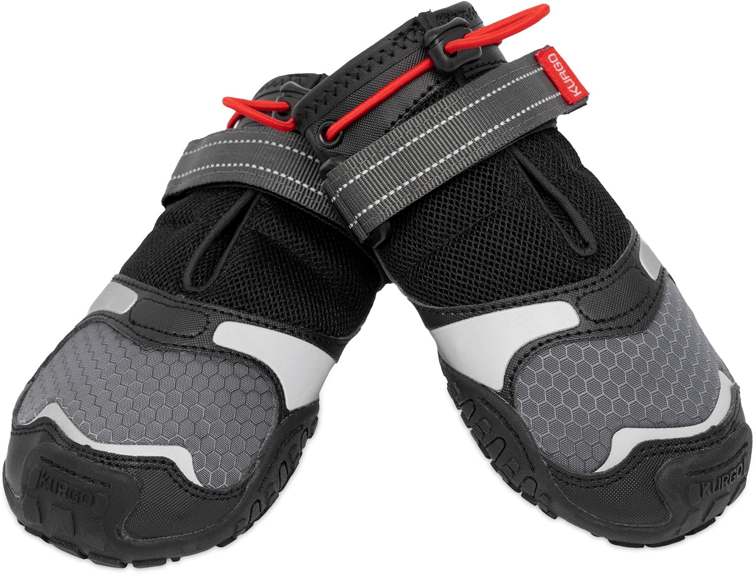 Kurgo Blaze Cross Dog Shoes, Chili Red/Black, Small, 2 Pack | All Season Paw Protectors, Lightweight & Breathable, Water-Resistant, Reflective Accents, No-Slip, Includes 2 Shoes