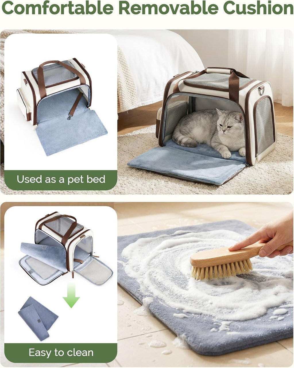 Homespon 34.5L Soft-Sided Cat Dog Carrier, Airline Approved Pet Bag | Collapsible Travel Bag with Removable Bed for Small Dogs & Cats