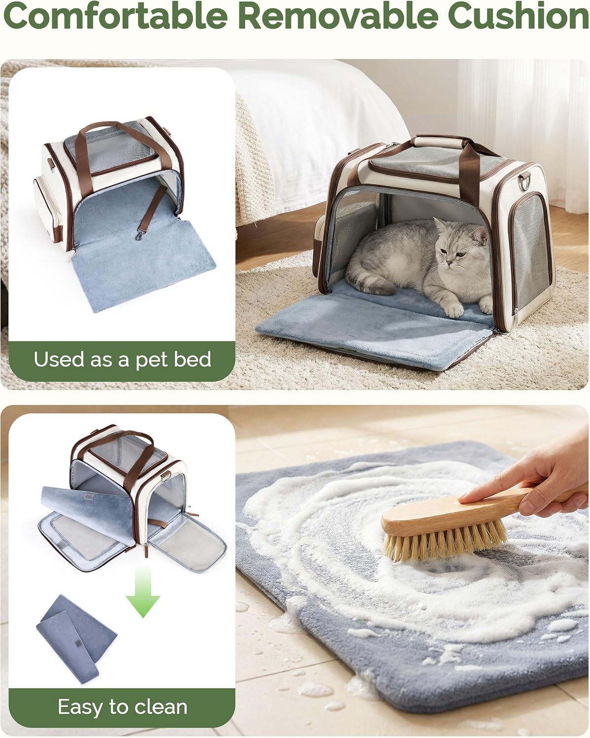Homespon 34.5L Soft-Sided Cat Dog Carrier, Airline Approved Pet Bag | Collapsible Travel Bag with Removable Bed for Small Dogs & Cats
