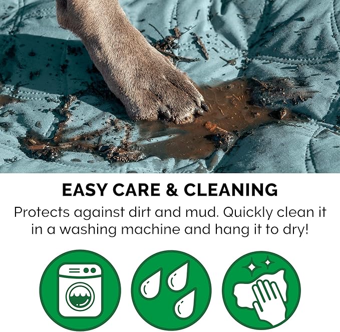 Furhaven Waterproof & Non-Slip Full Size Mattress Cover Protector for Dogs & Cats, Washable, For Beds, Couches, & Car Seats - Quilted Twill Blanket Mattress Cover - Nile Blue, Medium/Full Size