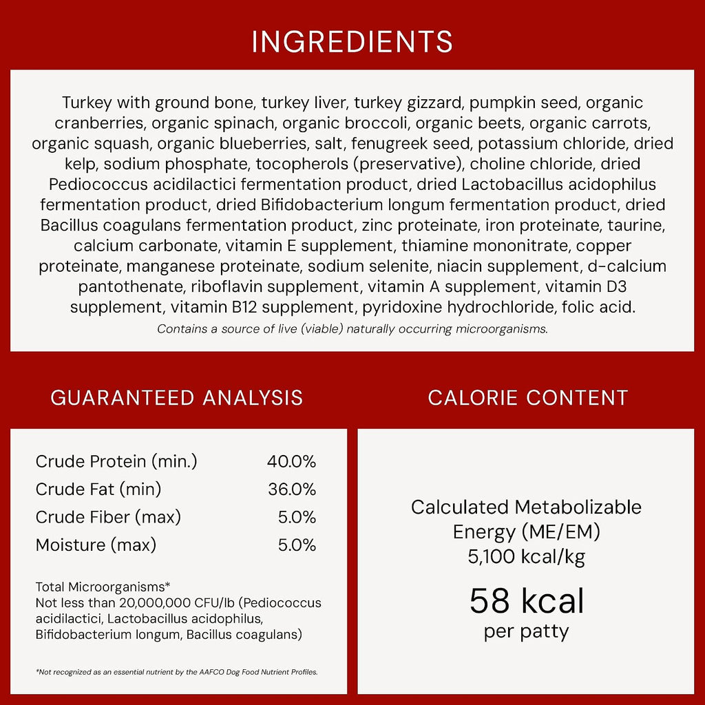 Stella & Chewy's Freeze-Dried Raw Dinner Patties - Turkey Recipe - High Protein Grain-Free Puppy & Dog Food - Perfect For Picky Eaters - 14 oz