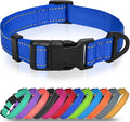 Joytale Small Dog Collar, Reflective and Adjustable Nylon Collar with Quick-Release Buckle, Lightweight No-Choke Design for Small Dogs, Navy Blue, 3/4" Width
