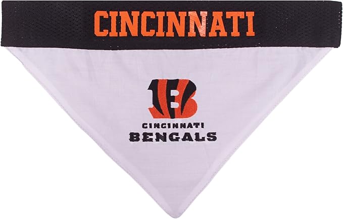 Pets First NFL Cincinnati Bengals Reversible Bandana Size XX-Large for Dogs & Cats. 2 Sided Sports Bandana, Premium Embroidery Team Logo, Many NFL Teams Available