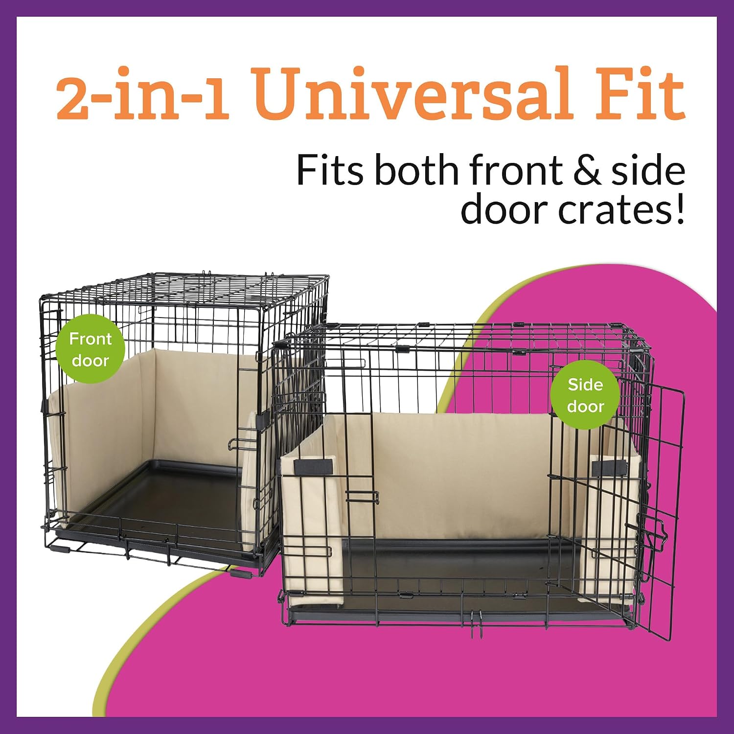 Pet Dreams Dog Crate Bumper - Patented Comfy Liner & Dog Tail Protector for Inside Crate, Fits iCrate Cages 18, 24, 30, 36, 42, 48 Inches (Ivory, Small, 24")