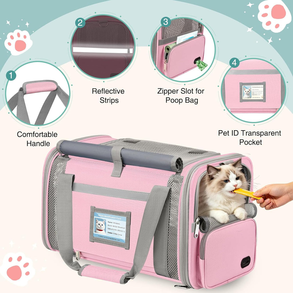 Cat Carrier Top Load, Privacy Curtains Soft Pet Travel Bag Airline Approved | Collapsible Soft-Sided Cat/Dog/Pet Carrier for Small Cats Dogs Puppy Under 16 lb, Washable Kitten Mesh Cage (16.9x10.8x10.8)