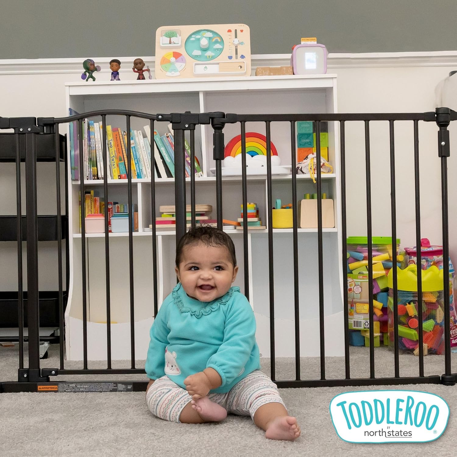 Toddleroo by North States - 3 In 1 Arched Décor Metal Superyard Baby Play Yard: 6 Panel Playpen, Baby Gate, or Extra Wide Baby Fence - Encloses Up to 10 Square Feet - 30 Inches Tall - Matte Bronze
