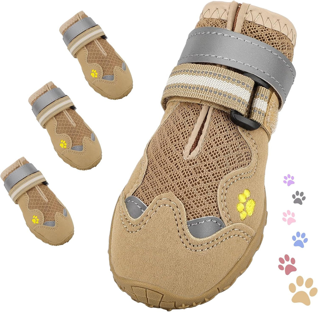 Dog Shoes for Large Medium Small Dog, Mesh Breathable Dog Shoes for Hot Pavement, Anti-Slip Dogs Boots Paw Protectors with Reflective for Outdoor Indoor Hardfloors