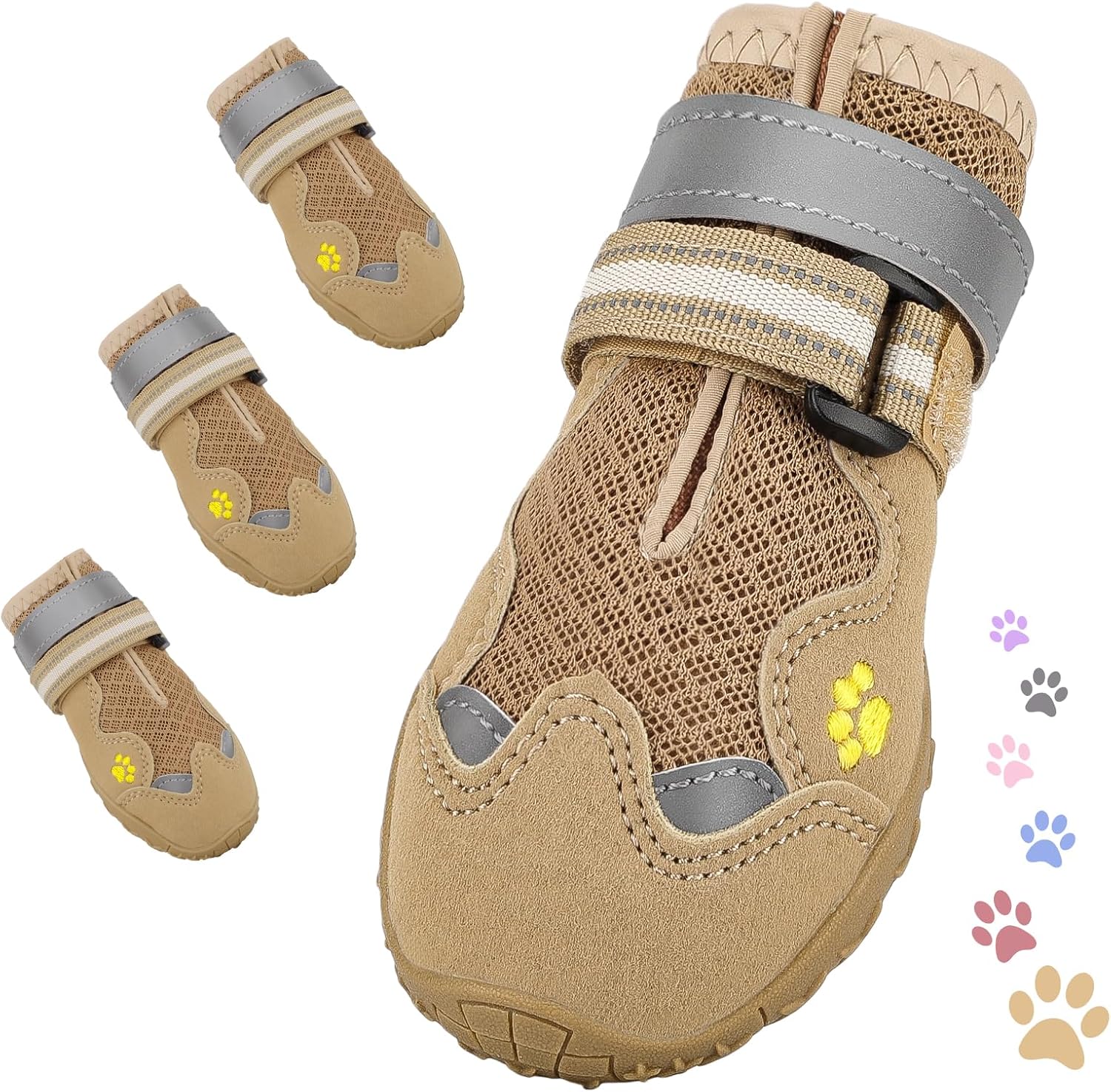Dog Shoes for Large Medium Small Dog, Mesh Breathable Dog Shoes for Hot Pavement, Anti-Slip Dogs Boots Paw Protectors with Reflective for Outdoor Indoor Hardfloors