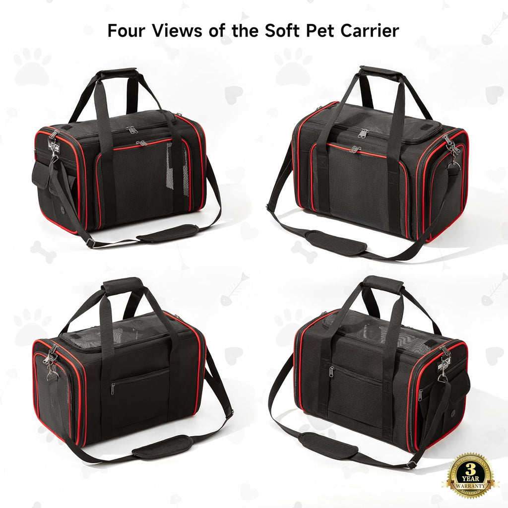 EliteField Soft-Sided Pet Carrier for Cats & Small Dogs (3-Year Warranty) | Airline Approved, Waterproof, Scratch-Resistant Mesh, Removable Support Bed, Built-In Leash, Suitcase Sleeve, Seat Belt Loops