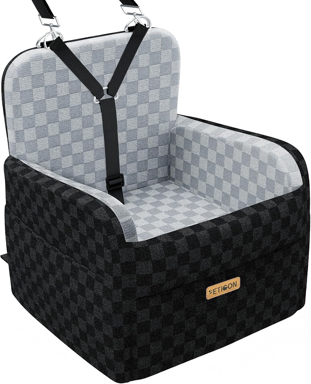 Waterproof Dog Car Seat for Small Medium Dogs, 6in Memory Foam | Pet Booster Seat for Dogs up to 26 lbs with Pockets, Detachable Washable Pet Carseat with Y-Shape Safety Belt