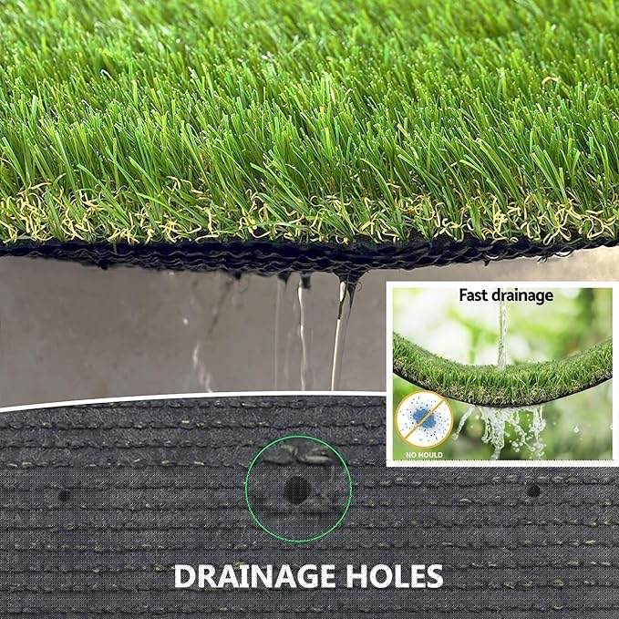 Artificial Grass Rug Outdoor Indoor 8FTX94FT Fake Grass Carpet Green Synthetic Grass Pet Turf Realistic Faux Grass Rug with Drain Holes for Garden Lawn Landscape Balcony Home Decor Patio
