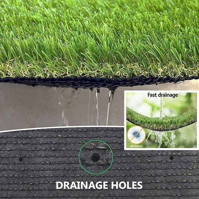 Artificial Grass Rug Outdoor Indoor 5FTX93FT Fake Grass Carpet Green Synthetic Grass Pet Turf Realistic Faux Grass Rug with Drain Holes for Garden Lawn Landscape Balcony Home Decor Patio