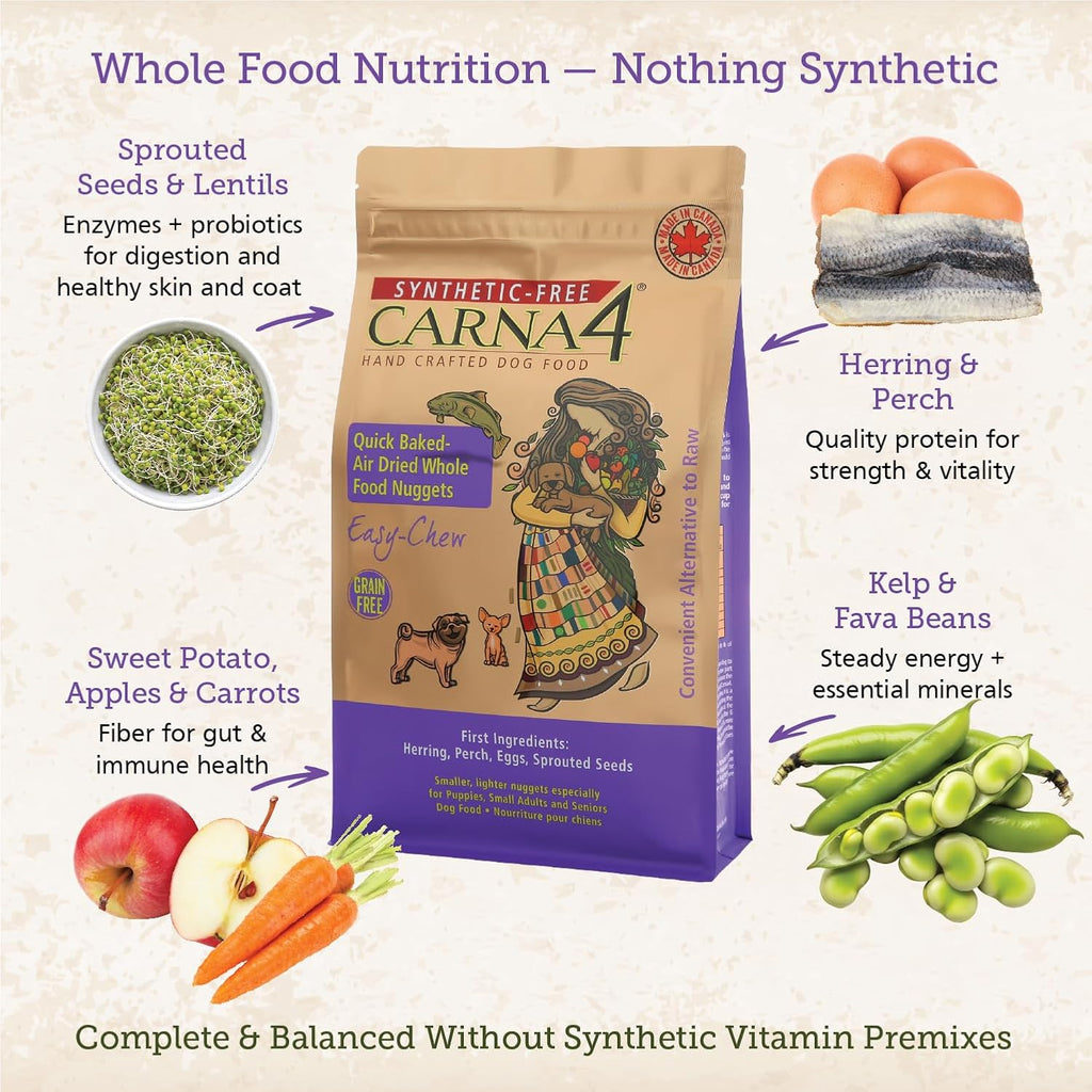 CARNA4 Air Dried Dog Food, Fish Recipe, Grain-Free, 5 Pound | Wild-Caught Salmon, Herring & Sprouted Seeds, Quick-Baked & Never Extruded, Easy-Chew, No Synthetic Vitamins or Minerals