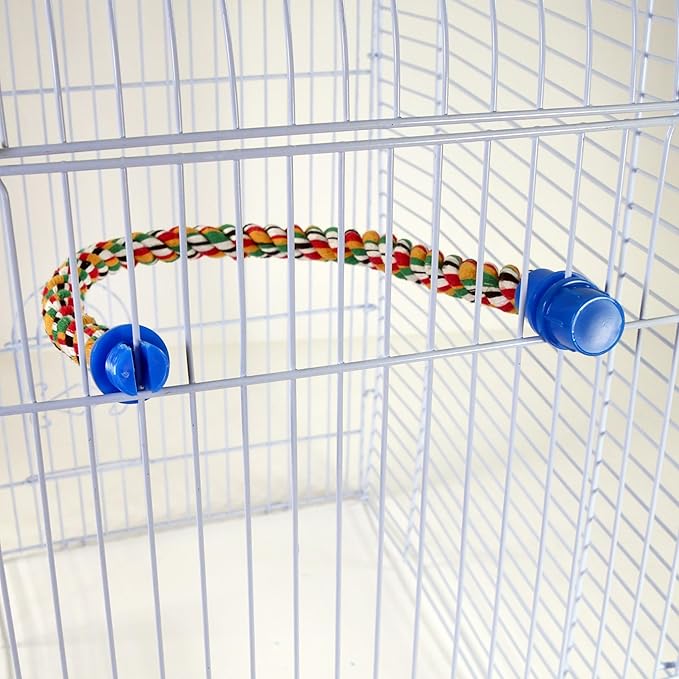 PENN-PLAX Bird Life Multicolored and Flexible Rope Perch – Create Fun, Colorful Curves and Bends – Great for Small and Medium Birds – 21” Long