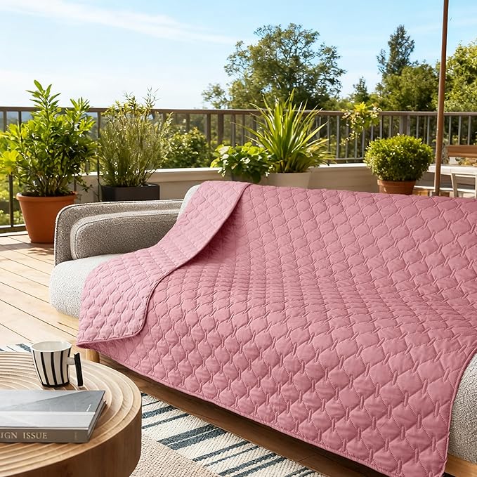 gogobunny 3X Stronger Waterproof Pet Blanket, Scratch Proof Furniture Protector for Dogs Cats, Reversible Cover 52x82 Inch, Dark Pink/Light Pink