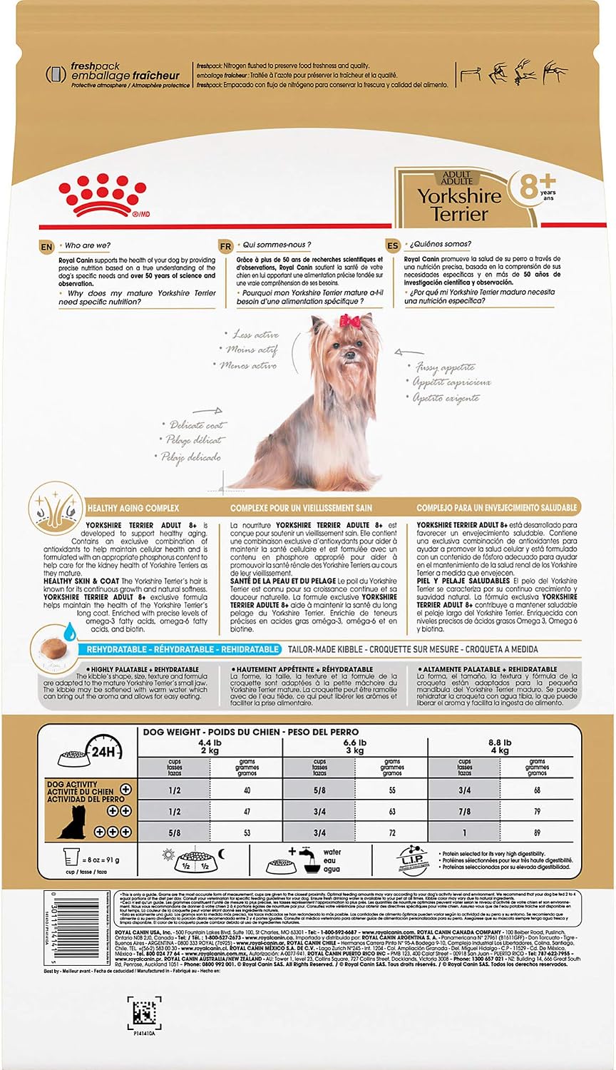 ROYAL CANIN Breed Health Nutrition Yorkshire Terrier 8+ Senior Dry Dog Food, 2.5 lb Bag