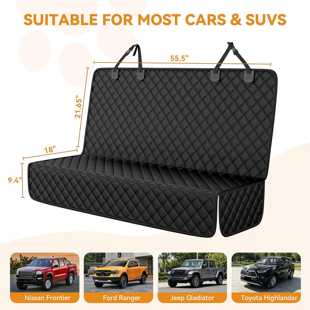 Dog Car Seat Cover for SUV, Waterproof Back Seat Cover for Toyota Tacoma/Jeep Grand Cherokee/Ford Explorer/Ranger/Chevrolet Colorado, Scratch-Proof Nonslip Durable Rear Seat Cover for Dogs