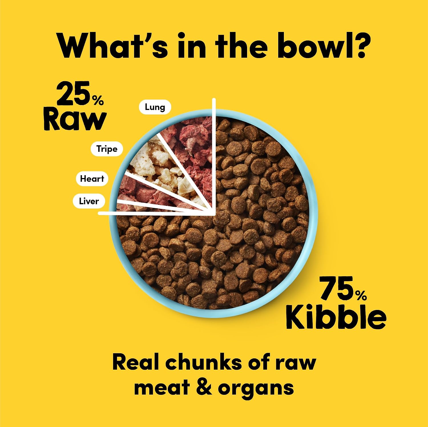 RawMix 25 Beef Freeze-Dried Dog Food, 2 lb | 25% Raw + Kibble, High Protein, Grain-Free, Organ-Rich, Made in the USA