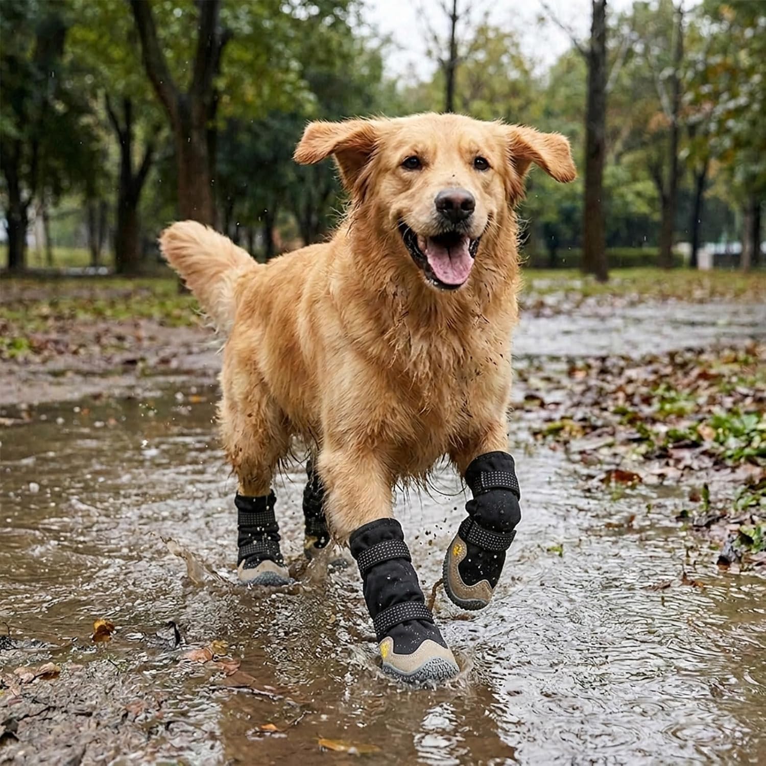 Enjoying Winter Dog Boots, Anti-Slip Long Legged Dog Booties Large Breed, Pet Shoes for Outdoor Snowy Rainy Day Paw Protection, Warm Doggy Walking Boots, Reflective Magic Straps, Adjustable, #8
