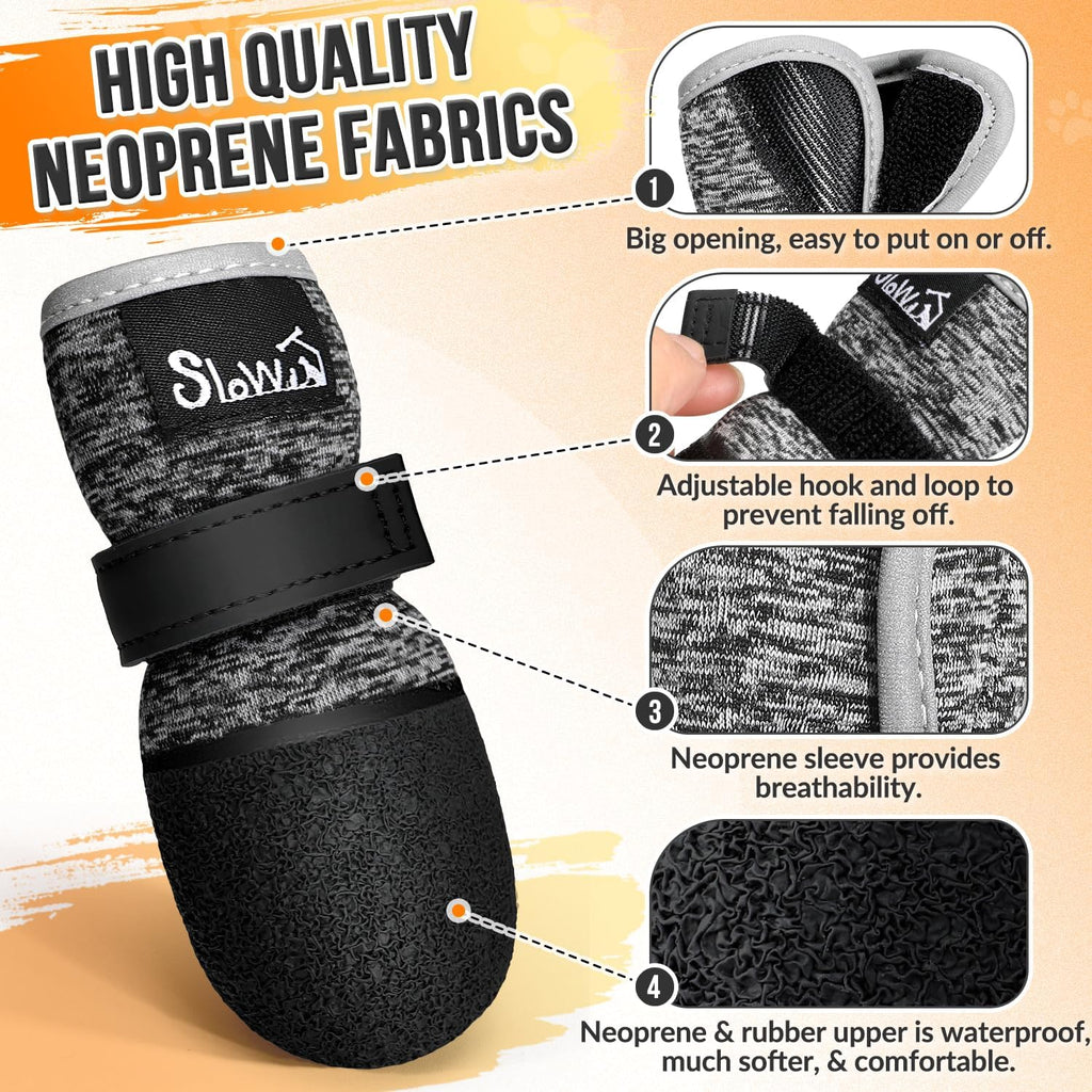 SlowTon Dog Shoes - Breathable Dog Sock Boots for Summer Hot Pavement Hardwood Floors Winter Snow, Waterproof Booties for Small Medium Large Dogs, Non-Slip Paw Protector for Outdoor Walking (B, 1)