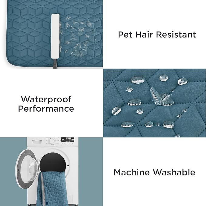 Bedsure 100% Waterproof Couch Cover for Dogs Washable - Non Slip Waterproof Dog Blanket for Bed, Lightweight Furniture Protector Durable for Pet Cat Puppy with Non-Slip Bottom, Blue, 82x120IN