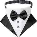 ADOGGYGO Formal Dog Tuxedo Wedding Pet Bandana Collar with Bow Tie, Adjustable Bowtie Collar Bandana for Medium Dog (Medium)