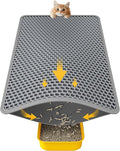 Cat Litter Mat - 23.2'' x 14.6'' Small Litter Trapping Mat, Easy to Clean Litter Box Mat, Waterproof, Urine-Proof, Non-Slip Kitty Litter Mats for Floor, Grey
