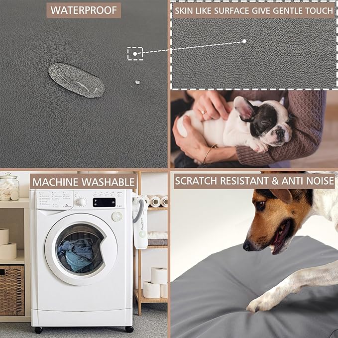 Dog Bed Cover Waterproof Replacement Machine Washable Covers for 41x27 Inch Dog Bed Heavy Duty Scratch Resistant Mattress Protector Pet Bed Cover Only Grey