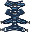 Lucy & Co. Reversible Dog Harness Walking Halter - Harnesses for Small Medium Large XL Dogs - Padded Adjustable - for German Shepherd, Pug, French Bulldog, English Bulldog (X-Small, Shark Attack)