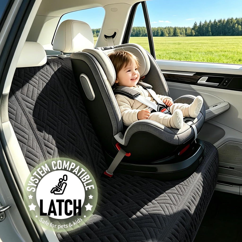 Dog Car Seat Cover for Back Seat, Waterproof 600D Oxford Protector | Non Slip Scratch Resistant Bench Cover, Easy to Clean, Fits Compact Cars/SUVs, 52 Inch, for Travel and Daily Use