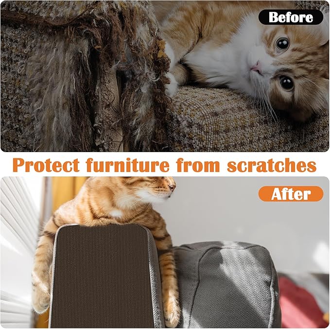 Cat Scratch Furniture Protector - 158" x 13.8" Trimmable Self-Adhesive Cats Claws Scratch Pads, DIY Cat Climbing Couch Protector for Scratch Post Cat Tree Replacement Indoor (Brown)