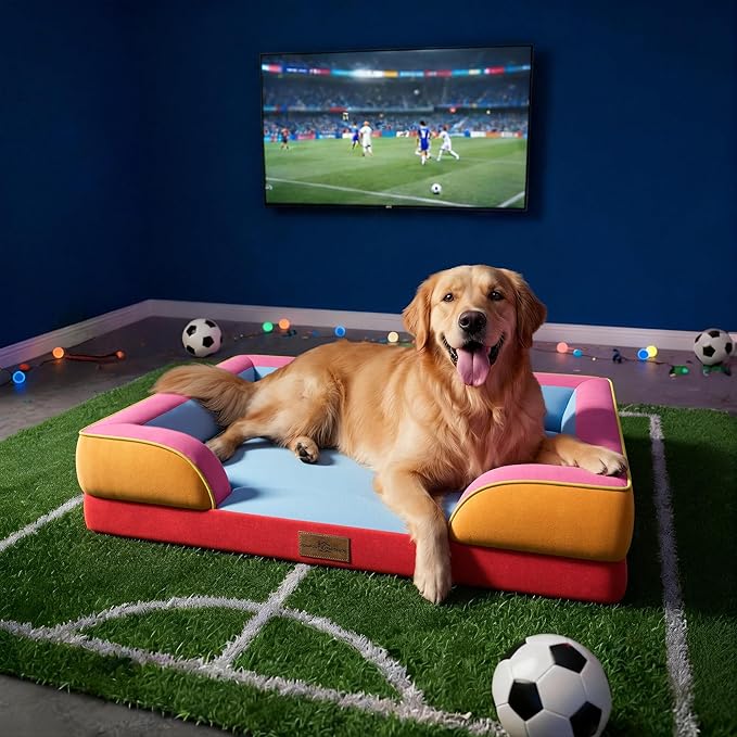 Comfort Expression Orthopedic Dog Bed for Extra Large Dogs 45x35 Inch, Waterproof Egg Crate Foam XL Pet Bed with Removable Bolsters, Dog Couch with Washable Cover & Non-Slip Bottom, Miami