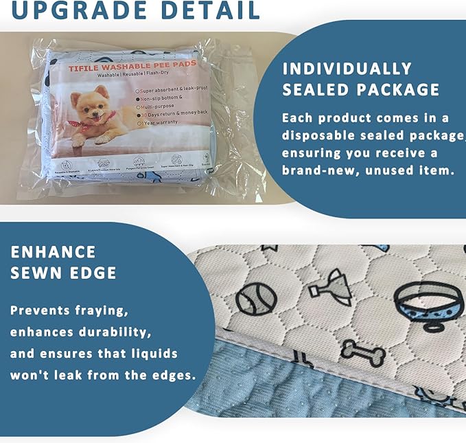 Washable Pee Pads for Dogs, 2 Pack Reusable Puppy Pads, Absorbent Whelping Pads with Bone Print, Non-Slip Waterproof Pet Training Pads for Couch, Crate, Potty Training - 18x24in