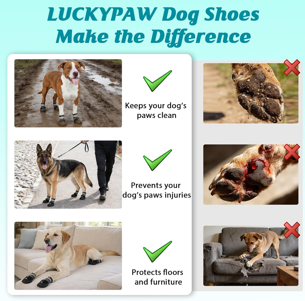 Dog Shoes for Large Medium Dogs, Dog Boots for Hot Pavement Size6 | Breathable Paw Protectors for Summer Walking Hiking Winter Snow Outdoor, No Slip Reflective Booties for Hardwood Floor