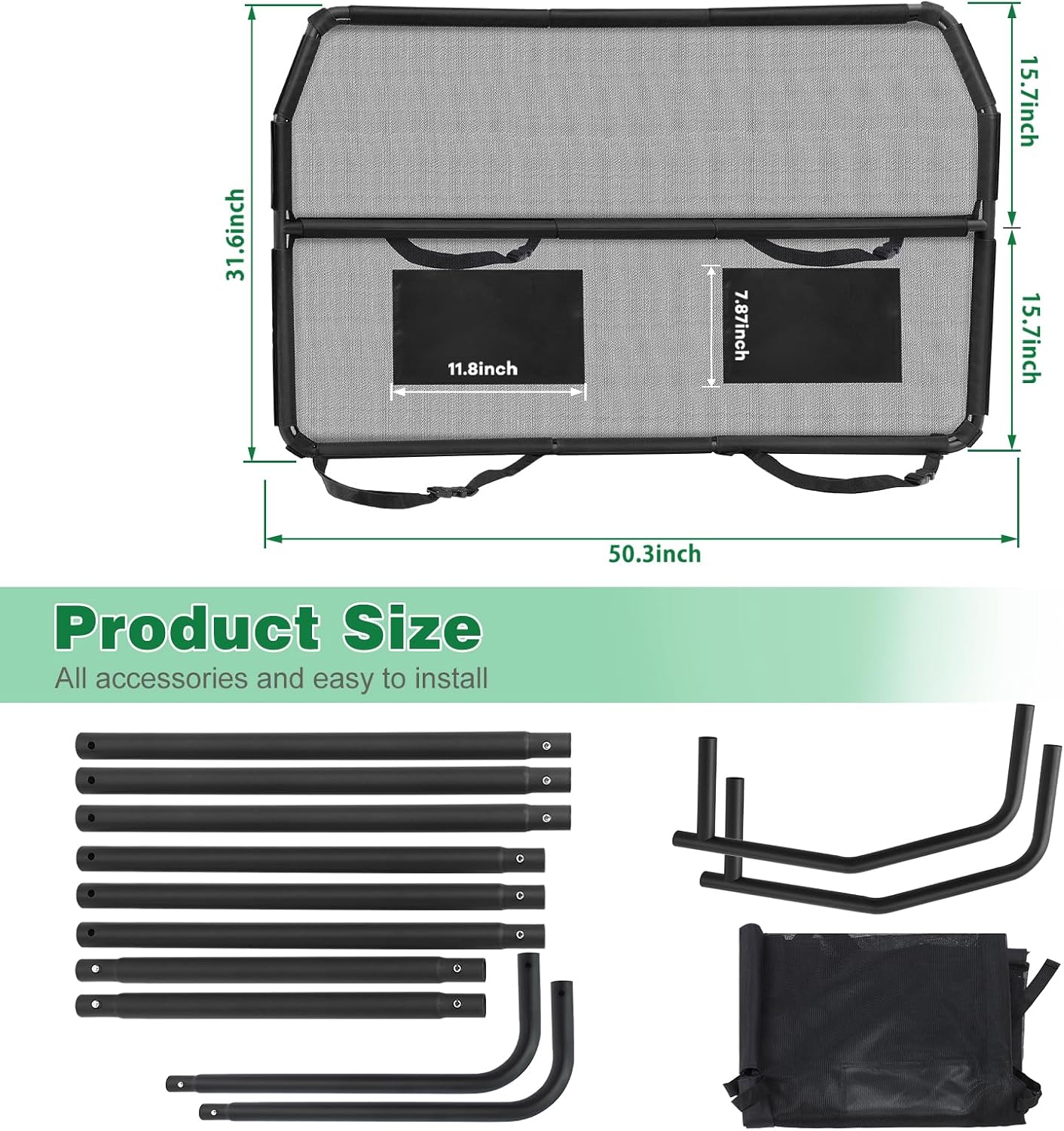 Dog Car Barrier for SUVs, 50" Wide Car Divider with See-Through Net Mesh, for Small Trucks and Cargo Area, SUVs & Mid-Sized Vehicle, SUV Dog Barrier Escape-Proof, Universal-Fit Pet Divider Gate