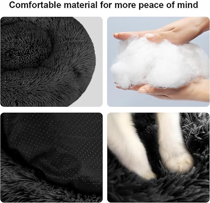 Dog Bed for Small Medium Large Dogs, 24 inch Calming Dogs Bed, Washable-Round Cozy Soft Pet Bed for Puppy and Kitten with Slip-Resistant Bottom