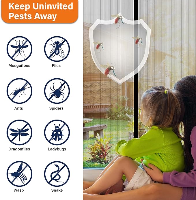 Magnetic Screen Door, Keep Bugs Out, Pet & Kid Friendly，Works with Front Doors, Sliding Doors,Fit Door Size 38 x 80 Inches