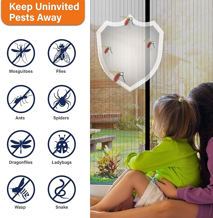 Magnetic Screen Door, Heavy Duty Door Screen Magnetic Closure Keep Bugs Out,Pet & Kid Friendly,Fit Door Size 32" x 82"