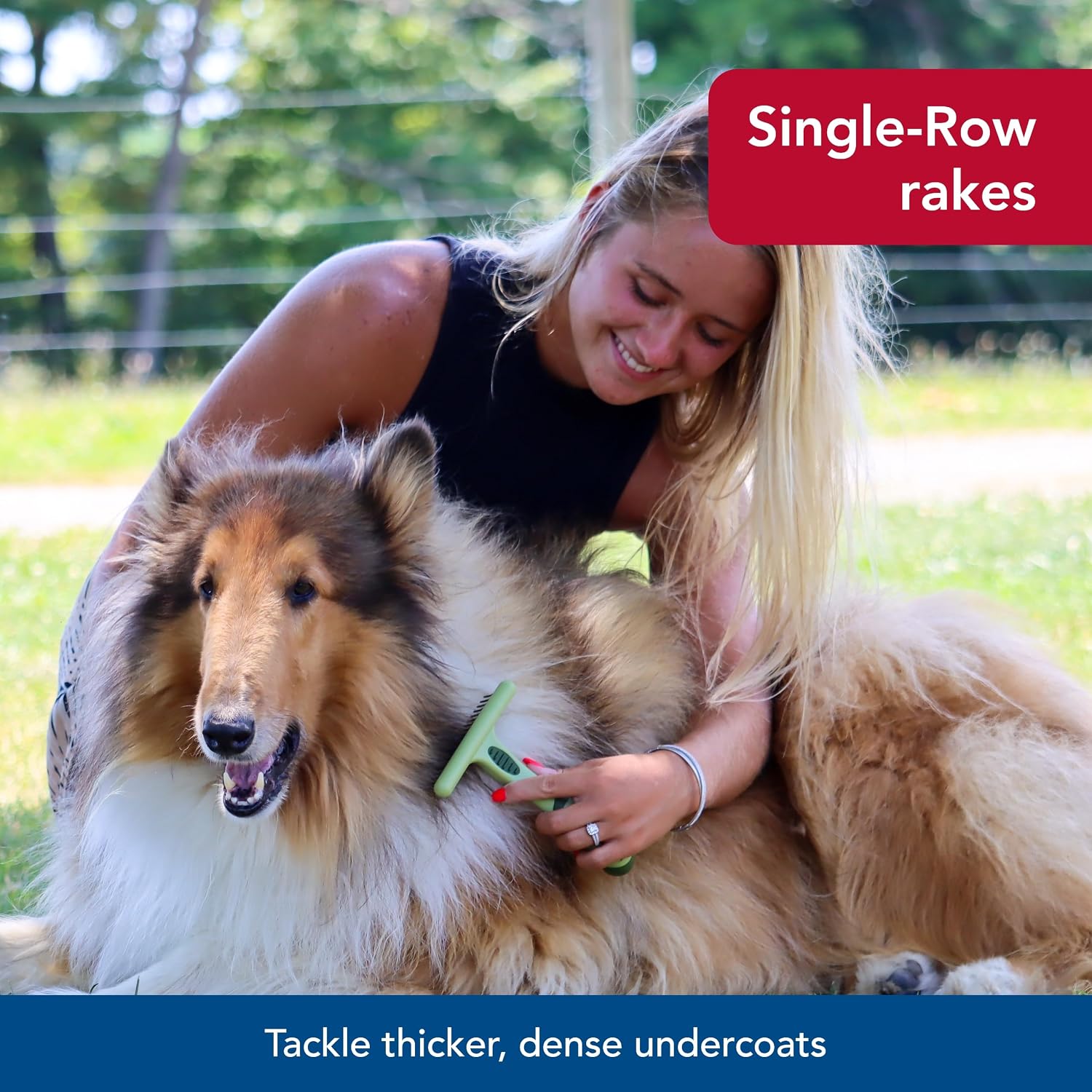 Coastal Pet - Safari Dog Undercoat Rake - Dog Grooming Rake - Gentle Dematting Comb for Dogs - Effective Deshedding Comb - Pet Grooming Tools - Single Row
