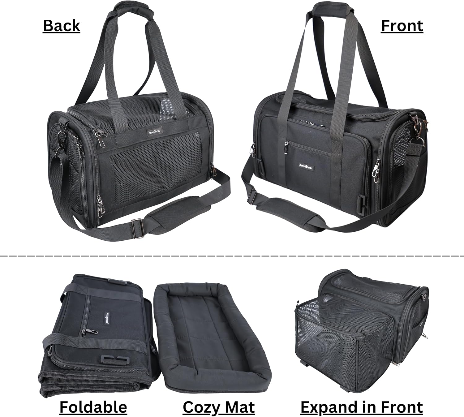 Crash-Tested Expandable Cat Carrier for Crash Protection | 2-in-1 Crash-Tested Small Dog Car Seat & Portable Pet Carrier | CPS Certified for Crash Protection & Safe Pet Travel