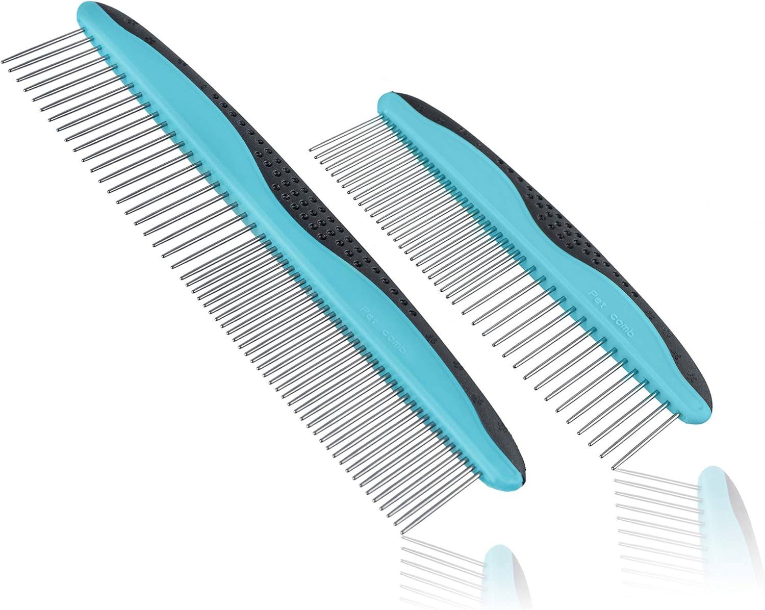 Pets First 2 Pack Dog Comb Small & Large PET Comb for Small & Large Breeds & Areas. Premium Anti-Slip Comfort Grip Ergonomic Handle for Your Dog & Cat with Durable Stainless-Steel