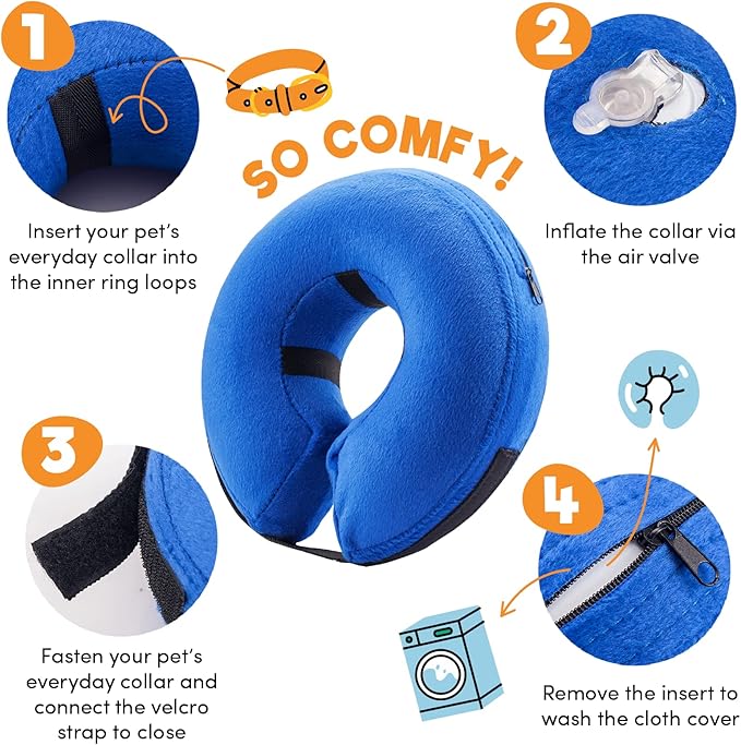 BENCMATE Inflatable Dog Cone Collar Alternative, Soft Dog Cone for Small Medium Large Dogs and Cats, Neck Recovery ECollar Donut Collar After Surgery (XXLarge, Purple)