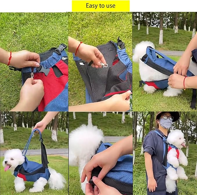 Lightweight Pet Backpack Carrier for Small Dogs & Cats - Easy-Fit Adjustable Straps, Basic Legs-Out Design, Durable for Daily Use (Fits Pets Under 15lb) (Yellow-White Color-Blocked, X-Large)