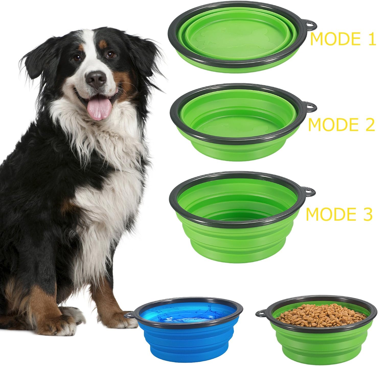2-Pack Extra Large Size Collapsible Dog Bowl, Foldable Bowls for Dog | Expandable Cup Dish for Pet Cat Food Water Feeding Portable Travel Bowl Blue and Green