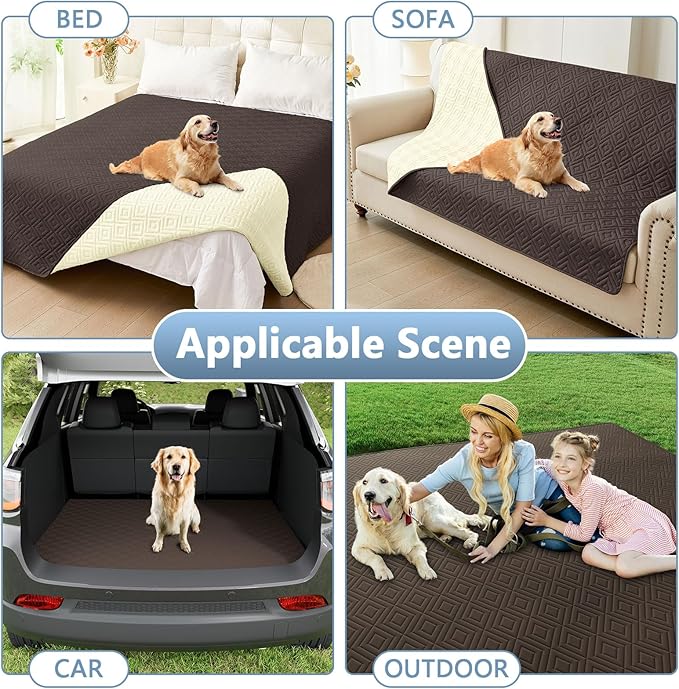 hyha Waterproof Dog Blanket, Soft Dog Bed Cover Pet Blankets, Waterproof Sofa Couch Cover for Dogs Washable, Reversible Pet Couch Covers for Sofa Furniture (30x70 Inch, Chocolate/Beige)
