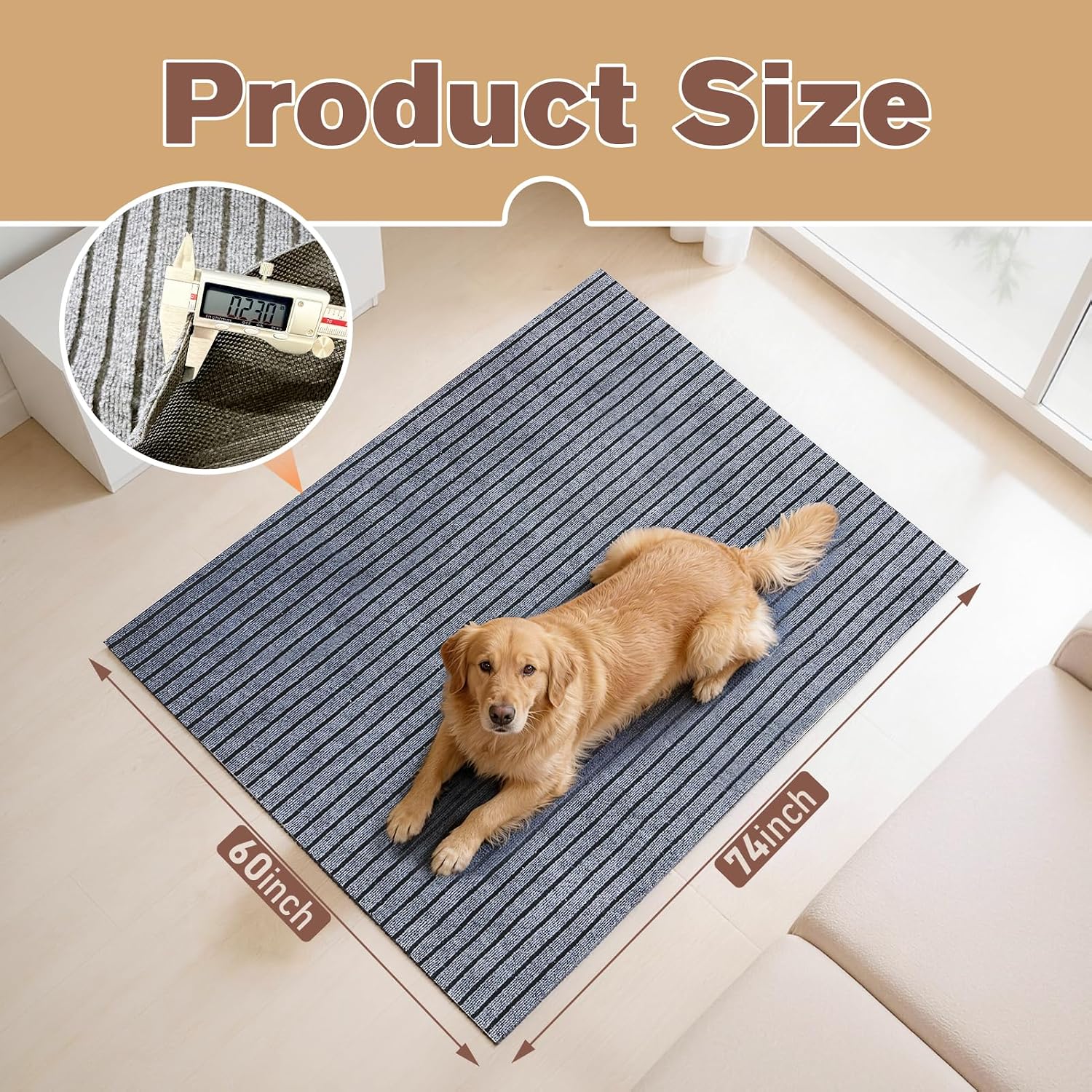 74 * 60 * 0.3inch Dog Crate Floor Protection Mat Kennel Mat to Protect Floors Non-Slip Absorbs Urine Water Resistant Pad Under Pet Cage Mat for Floor Protecting Kennel Training