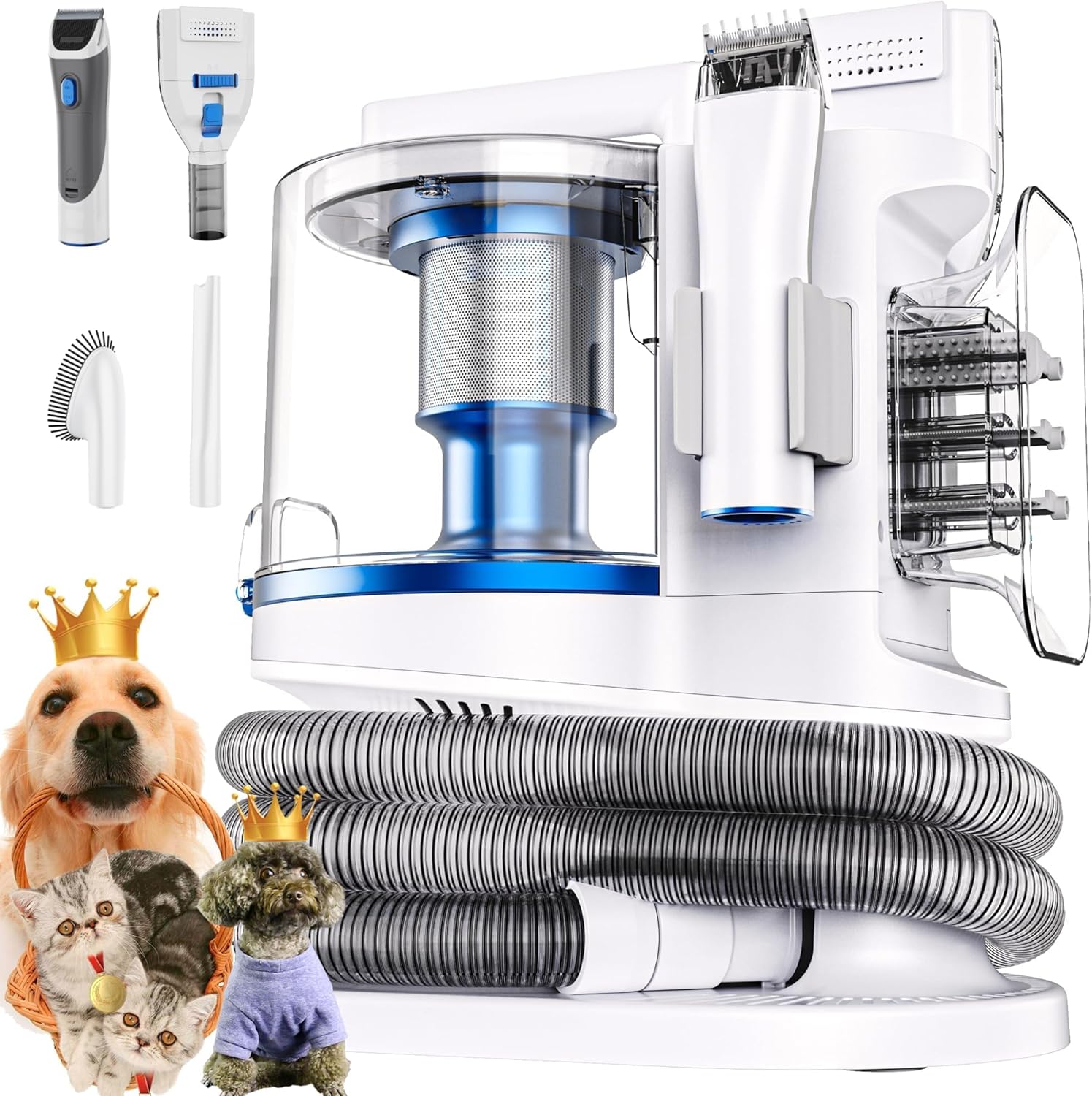 Pet Grooming Kit with 3.4L Oversized Vacuum Suction - 99% Pet Hair Removal - Professional Dog Clippers & Shedding Tools for Cats, Teddy, Poodle, Golden Retrievers